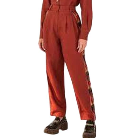 NWT Farm Rio Brown Beaded Carrot Straight Leg Pants XL